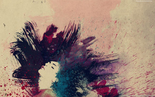 Person flower spray paint effect - abstract expressionism free wallpaper