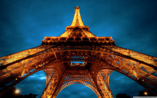 Eiffel tower night blue sky - the eiffel tower free wallpaper