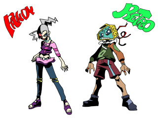 Two people colored hair makeup - character concept art free wallpaper