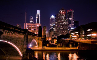 City skyline night bridge lights 6 - arlington nelson lindenmuth free wallpaper for desktop