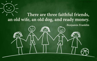 Chalk drawing three people holding - benjamin franklin free wallpaper