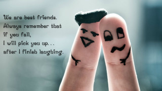 Two fingers with faces quote - friend free wallpaper