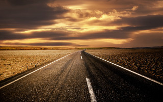 Lone car long road cloudy - a sky free wallpaper