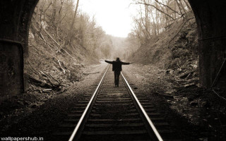 Train track tunnel silhouette starry - a train track free wallpaper