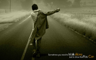 Man walking road jacket hand 2 - alone free wallpaper