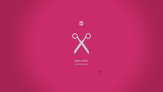 Pink background scissors side text - letterism free wallpaper