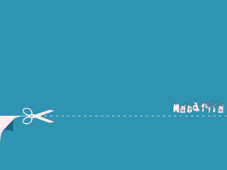 Blue background scissors cutting paper - a pair of scissors free wallpaper