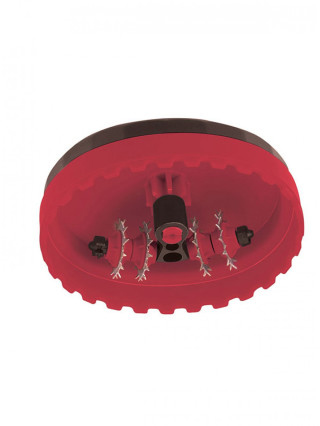 Red plastic object screws center - plastic free wallpaper