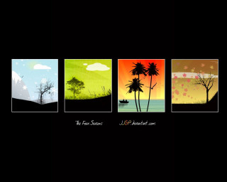 Trees sunset stars clouds paintings - a series free wallpaper