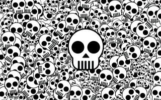 Skulls flowers black white background - skull free wallpaper