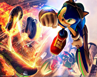 Sonic character running city fire - sonic free wallpaper
