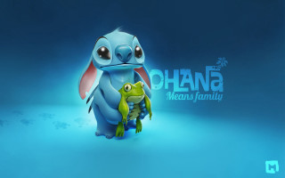 Cartoon frog ohana family disney - a cartoon character holding free wallpaper for desktop