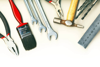 Tools arranged white surface ruler - technique free wallpaper for desktop