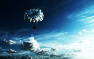Large white balloon blue sky - daren bader free wallpaper