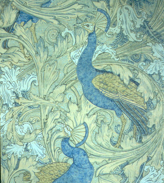 Peacocks painting blue background gold - a blue border free wallpaper for tablet