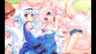 Anime girls bed flowers petals 2 - a detailed drawing free wallpaper