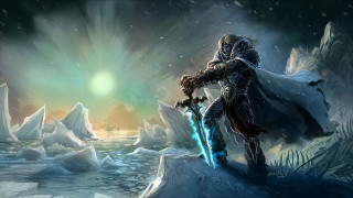 Man suit sword snowy landscape - a sword in a snowy landscape free wallpaper