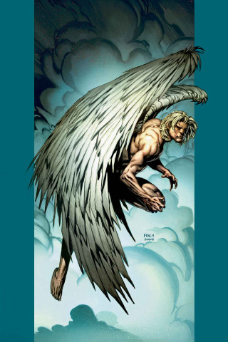 Man angel wings flying sky - cloud behind free wallpaper for mobile