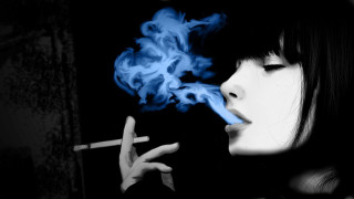 Woman smoking cigarette blue smoke 2 - a woman smoking free wallpaper