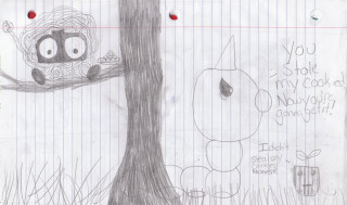 Tree bird pig branch drawing - a childs free wallpaper