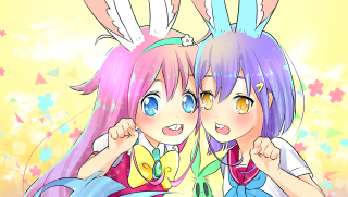 Anime girls bunny ears colorful - smiling free wallpaper