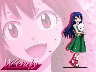 Girl cat pink background bluehair - cindy wright free wallpaper