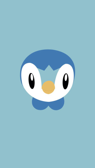 Penguin big eyes blue background - a yellow beak free wallpaper for mobile