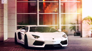 White sports car building large 3 - luxury free wallpaper for desktop