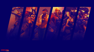 Group people different poses series - one man holding free wallpaper for desktop