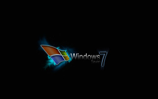 Black background windows7 logo blue - the bottom of the screen free wallpaper