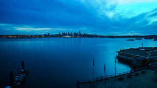 Boat dock city night blue - a boat dock free wallpaper