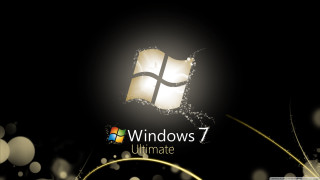 Black background windows7 logo gold 2 - a window 7 logo free wallpaper