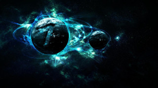 Space station galaxy blue green - planet free wallpaper for desktop