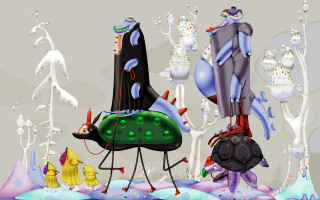 Cartoon characters table cake celebration - a cake free wallpaper for desktop