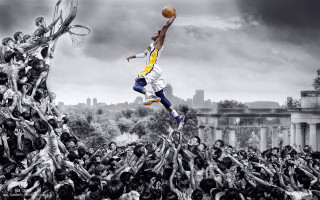 Man jumping basketball crowd action 2 - a basketball free wallpaper for desktop