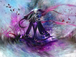 Woman long hair purple dress 2 - a purple dress free wallpaper