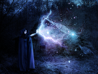 Woman lightning forest gothic matte - a lightning bolt free wallpaper