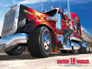 Cartoon character truck flames man - side and a man free wallpaper