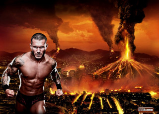 Man wrestling outfit city volcano - apocalyptic free wallpaper for desktop