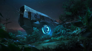 Futuristic vehicle glowing circle forest - circle free wallpaper for desktop