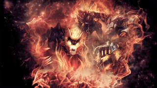 Demonic men fire background flames - a fire free wallpaper