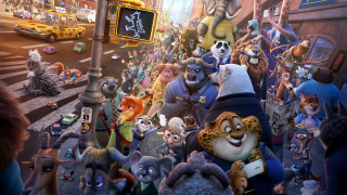 Cartoon characters city street traffic - disney free wallpaper