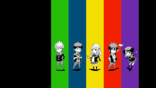 Anime characters rainbow background colorful 2 - the same color free wallpaper