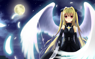 Anime girl blonde wings sword - a anime girl free wallpaper