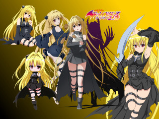 Anime girls blonde hair black - darkness free wallpaper