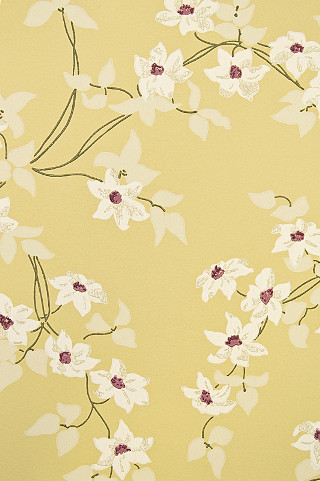 Yellow wall flower pattern clock - the wall next free wallpaper