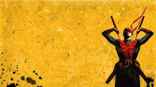 Man two swords yellow wall - a yellow wall free wallpaper