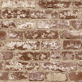 Brick wall chipped brown white - paint free wallpaper