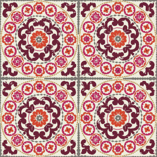 Red white tile flower ornamental - arabesque free wallpaper for tablet