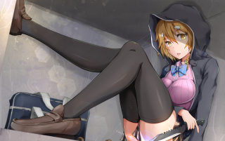 Woman black outfit hat knife - a knife free wallpaper for desktop